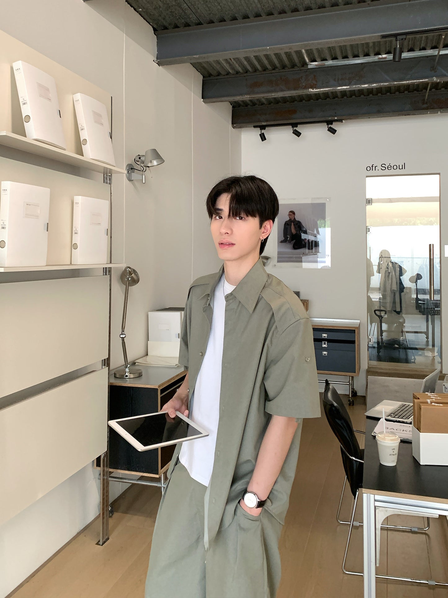 Plain Short Sleeve Shirt & Half Pants Setup WN24968