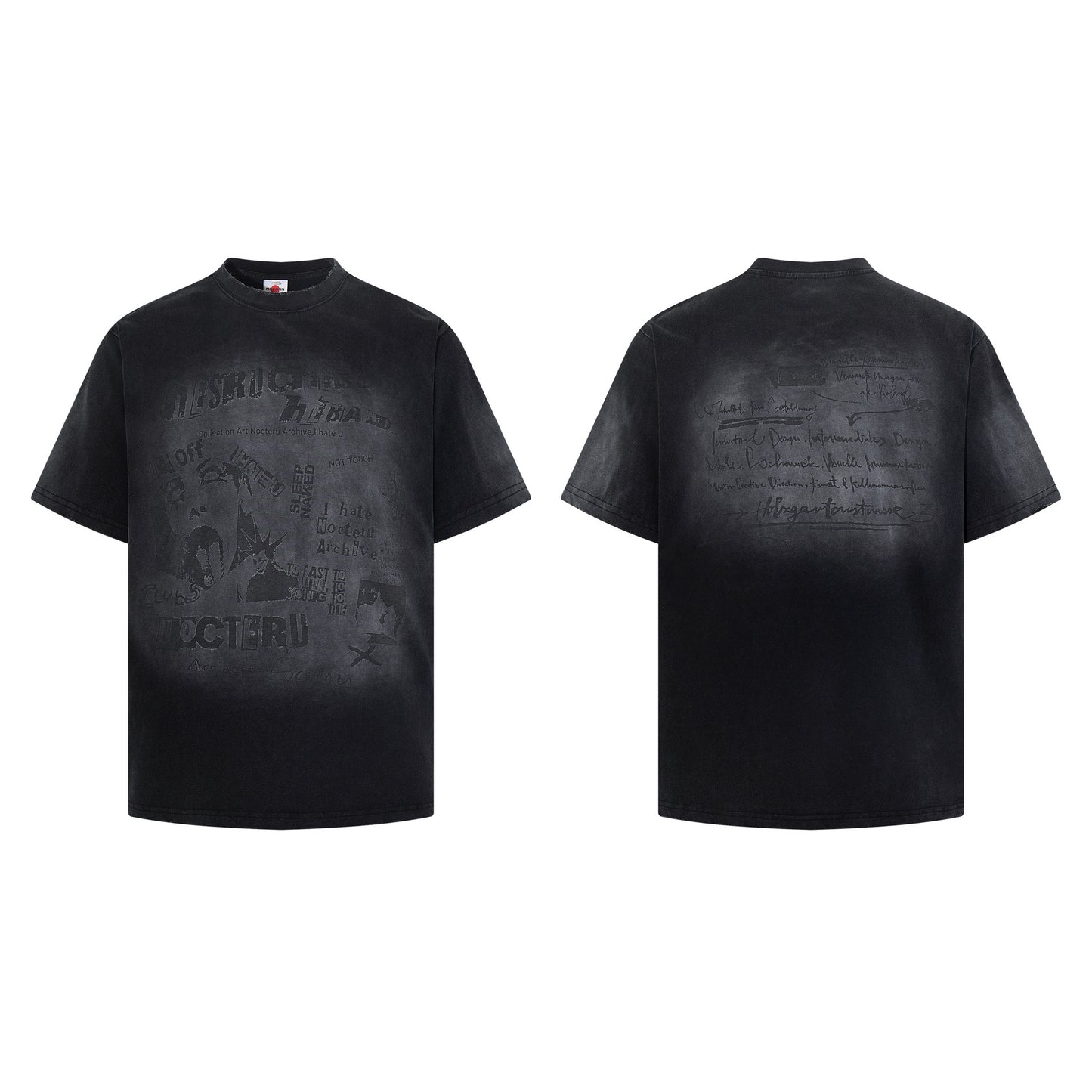 Washed Illustration Letter Print Short Sleeve T-Shirt WN25391