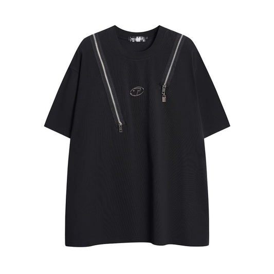 Heavyweight Zipper Metal Logo Oversize Short Sleeve T-Shirt WN27890