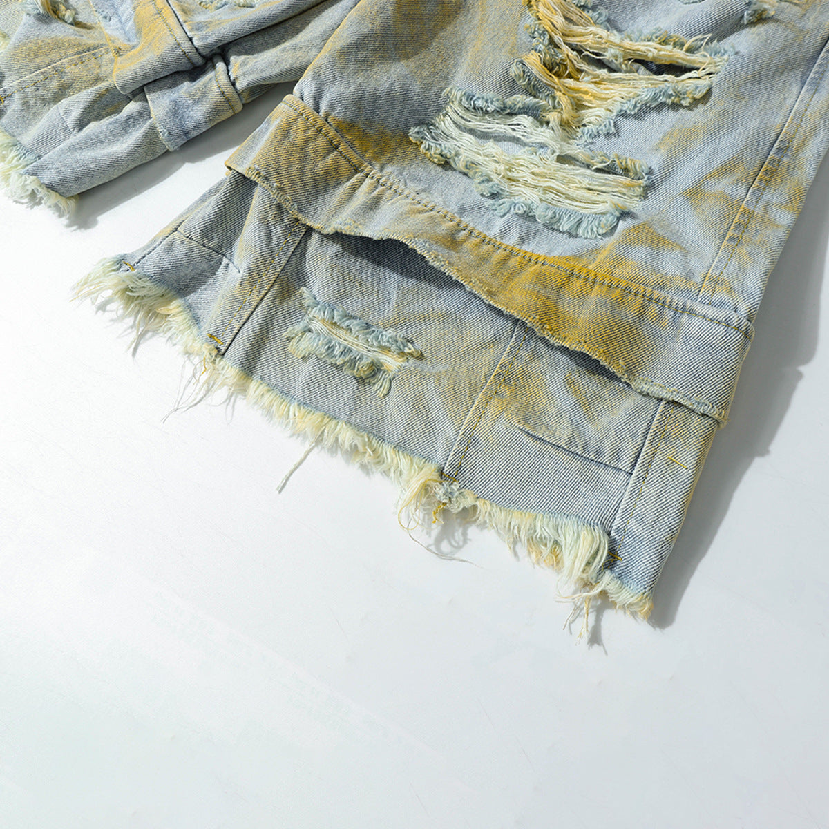 Washed Damage Denim Half Pants WN25711