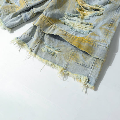 Washed Damage Denim Half Pants WN25711