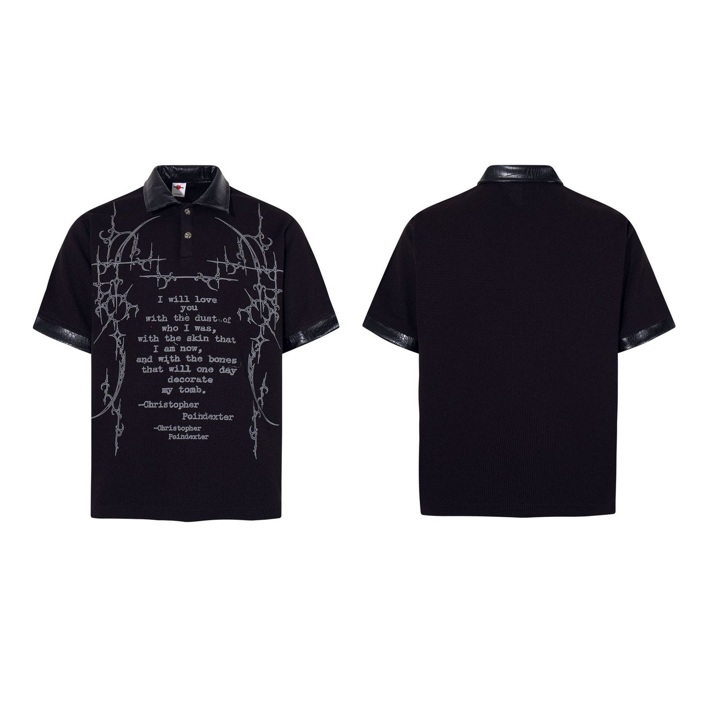 Thorn Waffle Patchwork Short Sleeve Polo Shirt WN25604