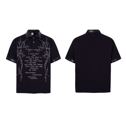 Thorn Waffle Patchwork Short Sleeve Polo Shirt WN25604