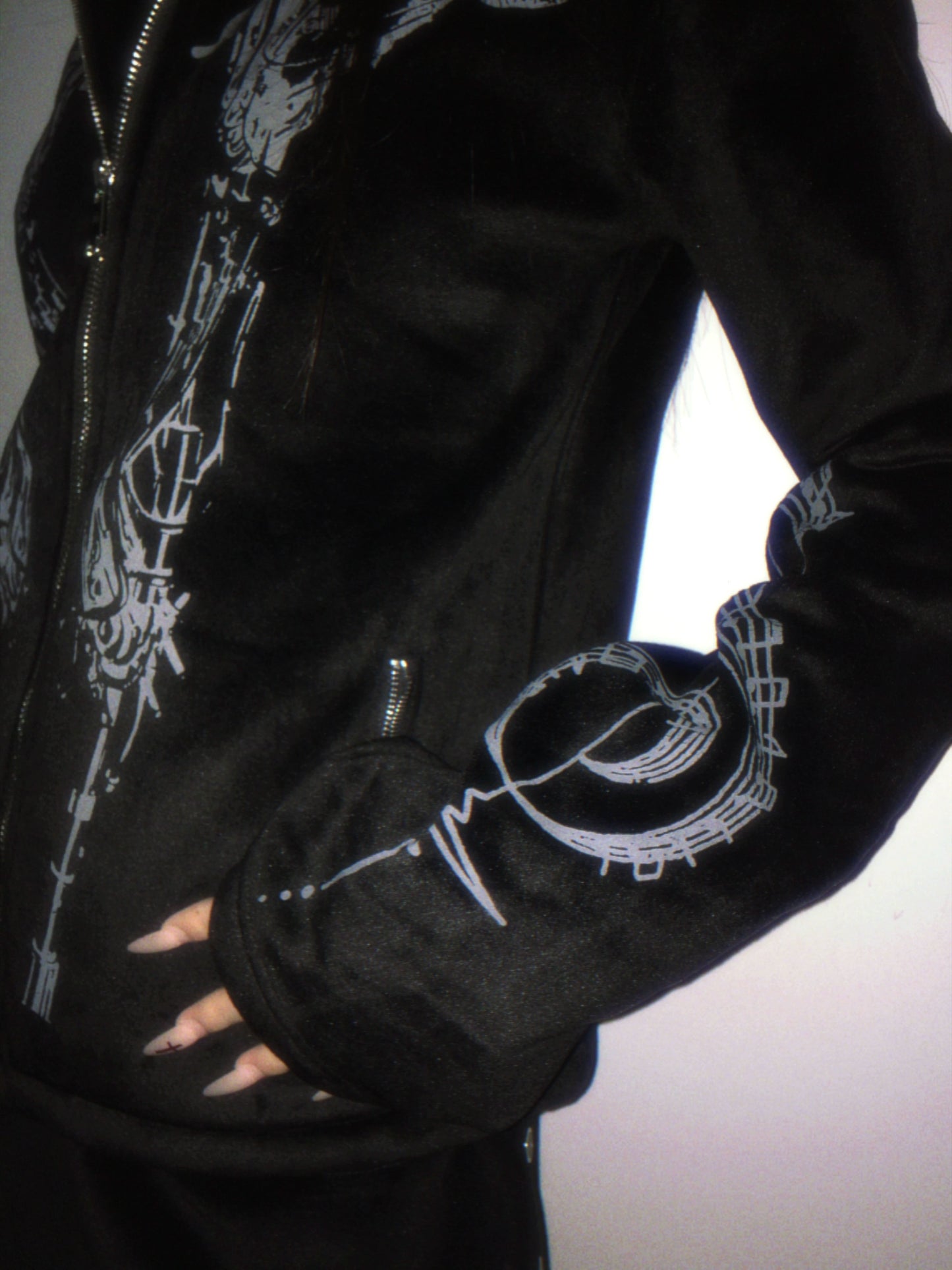 Art Print Velvet Zipper Jacket WN20910