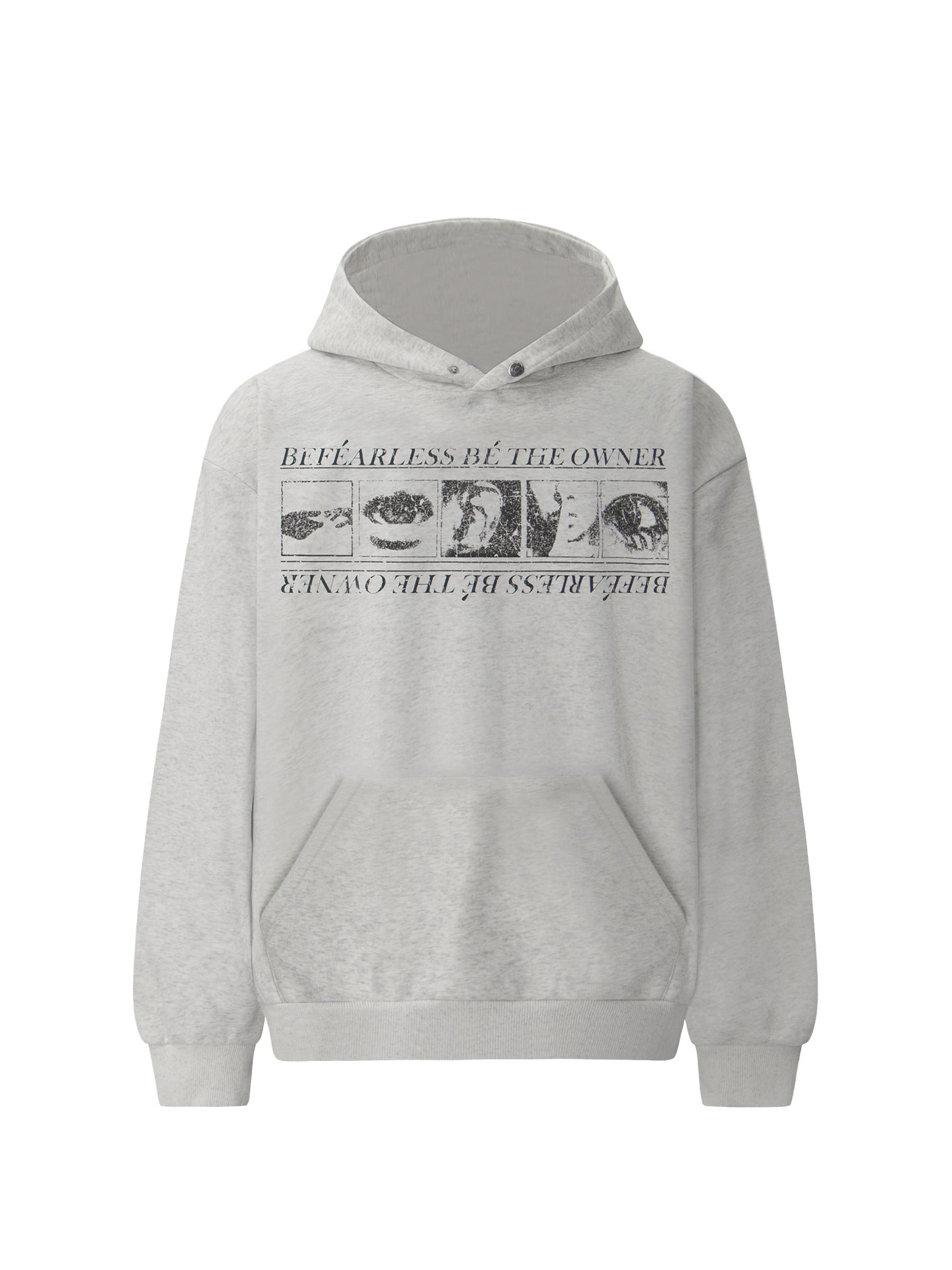 Washed Abstract Print Boxy Pullover Hoodie WN26412