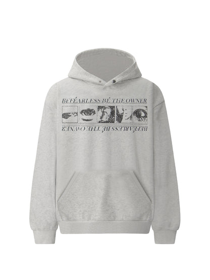 Washed Abstract Print Boxy Pullover Hoodie WN26412