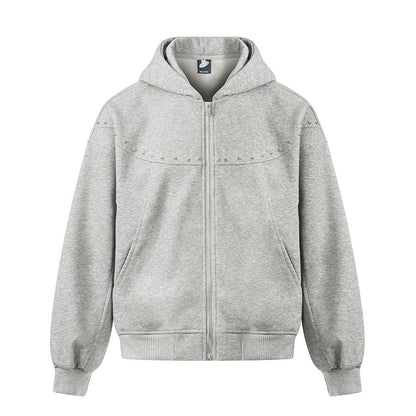 Studs Detail Oversize Zipper Hoodie WN24179