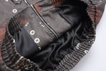 Cross Design Oversize Zipper Jacket WN14068