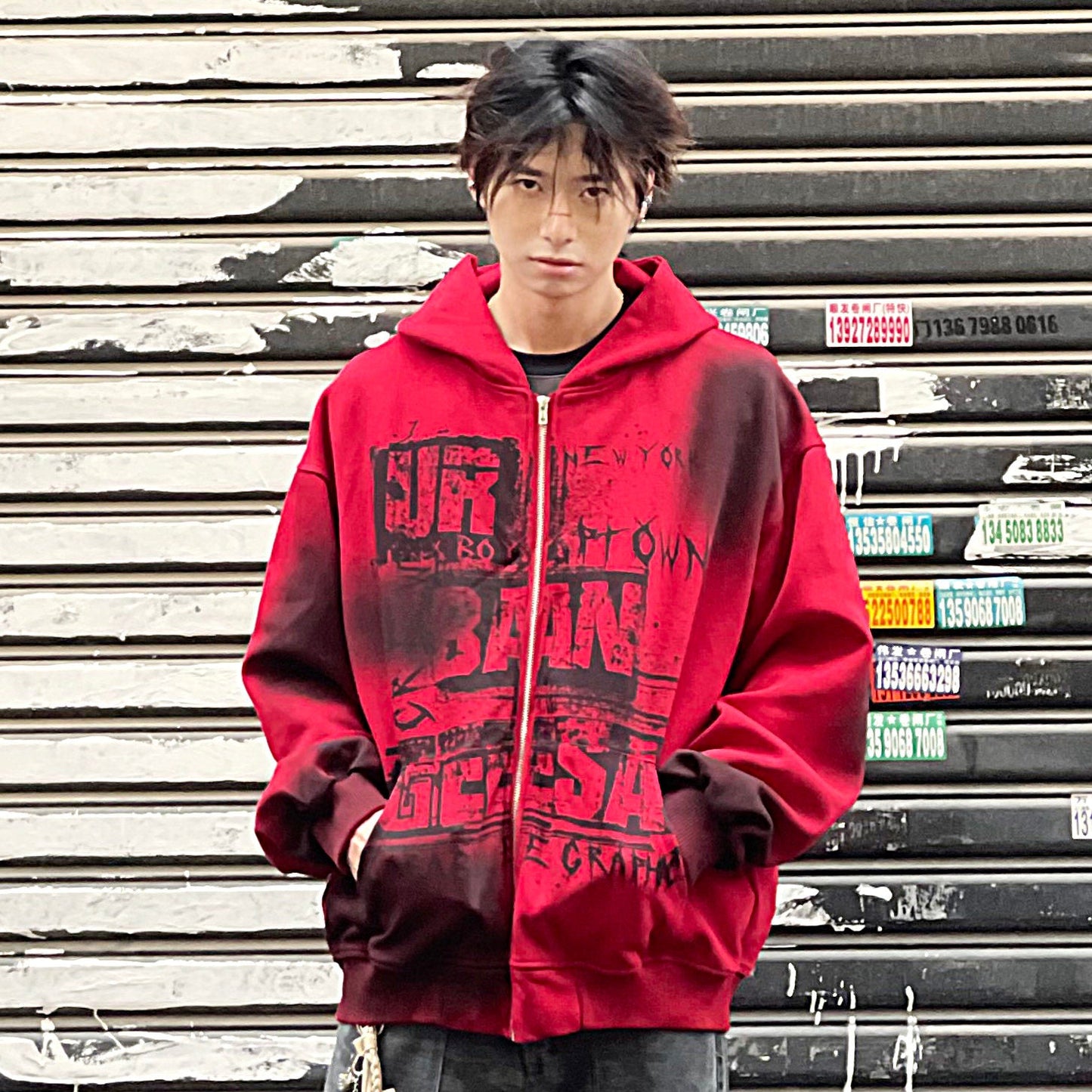 Tie-Dye Damage Heavyweight Oversize Zipper Hoodie WN24275