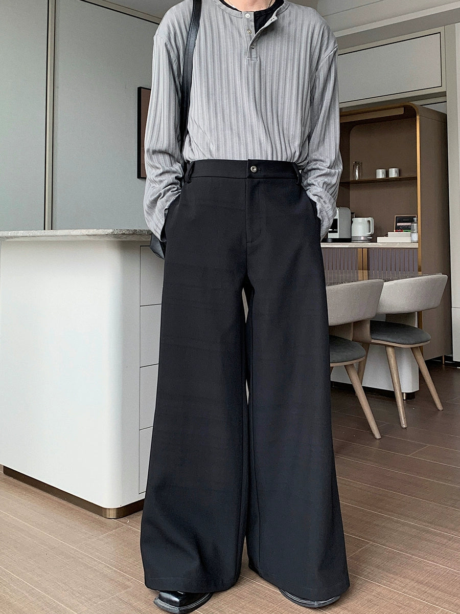 Elastic Waist Straight Wide Leg Trousers WN20400