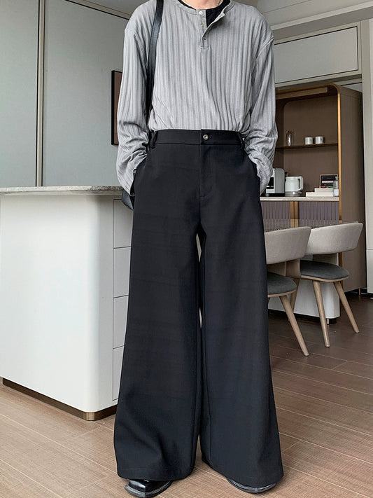 Elastic Waist Straight Wide Leg Trousers WN20400