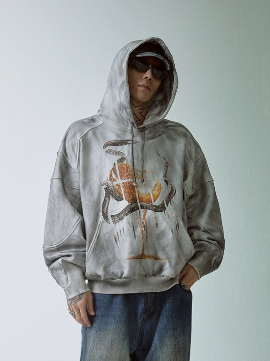 Heavyweight Print Terry Cloth Oversize Hoodie WN12194