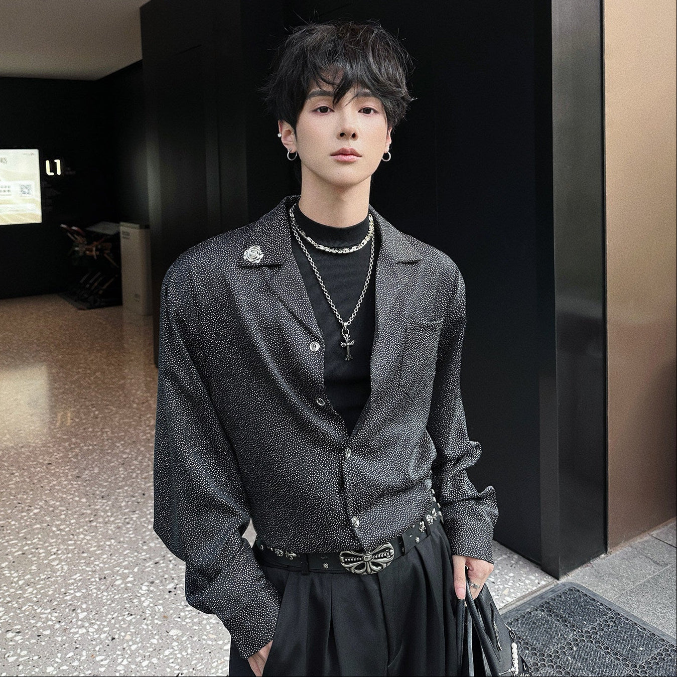 Oversize Lapel Long Sleeve Shirt WN25069