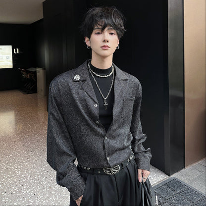 Oversize Lapel Long Sleeve Shirt WN25069