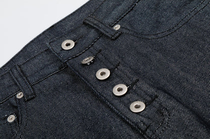 Button Fly Wide Leg Half Denim Jeans WN25941