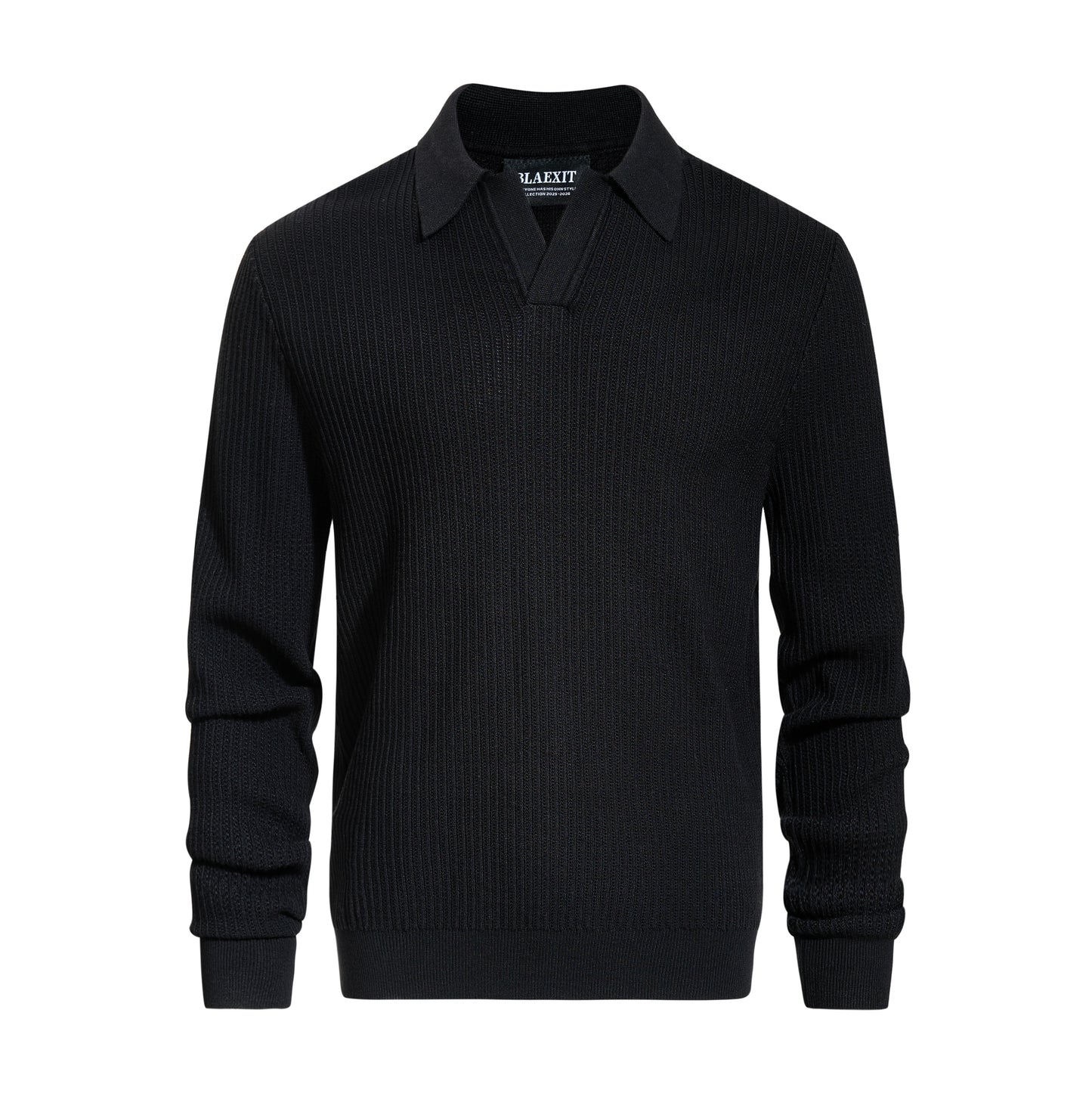 Hollow Texture Polo-Collar Knit Sweater WN21194