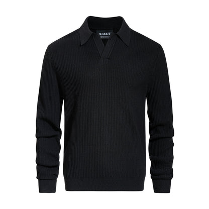 Polo-Collar Knit Long Sleeve Sweater WN21422