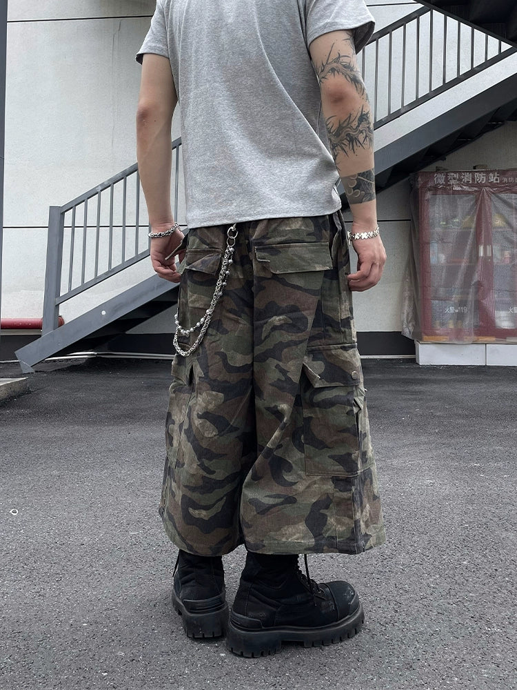 Camouflage Multi Pocket Cargo Half Pants WN18815