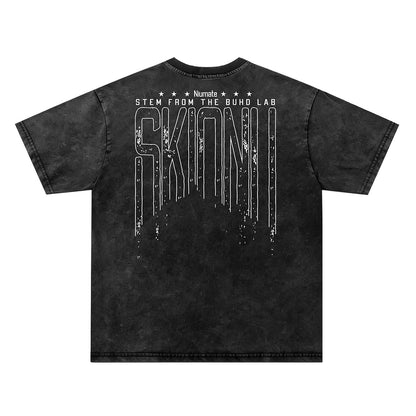 Washed Skull Print Oversize Short Sleeve T-Shirt WN26911