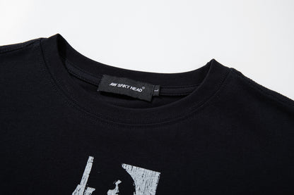 Portrait Letter Print Short Sleeve T-Shirt WN25522