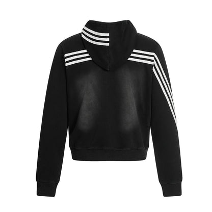 Three Stripes Short Sporty Zipper Hoodie WN21916