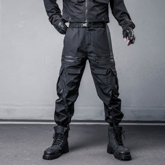 Tactical Ribbon Strap Cuffed Cargo Pants WN22568
