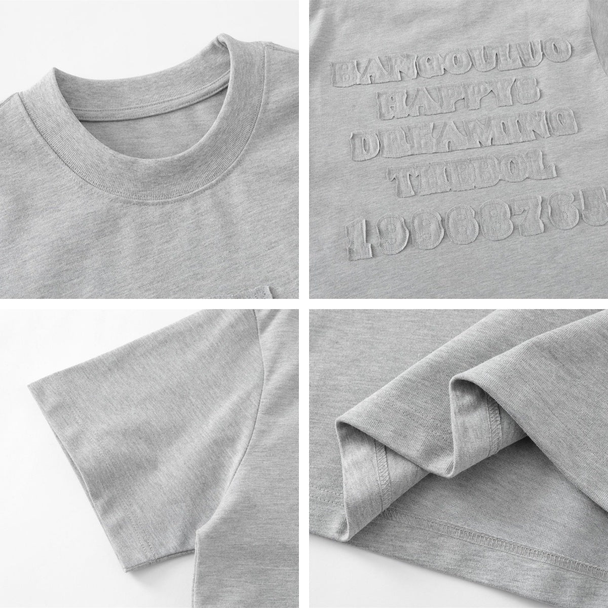 Letter Applique Embroidery Oversize Short Sleeve T-Shirt WN26856