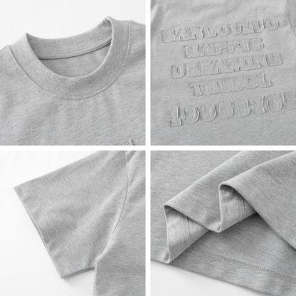 Letter Applique Embroidery Oversize Short Sleeve T-Shirt WN26856