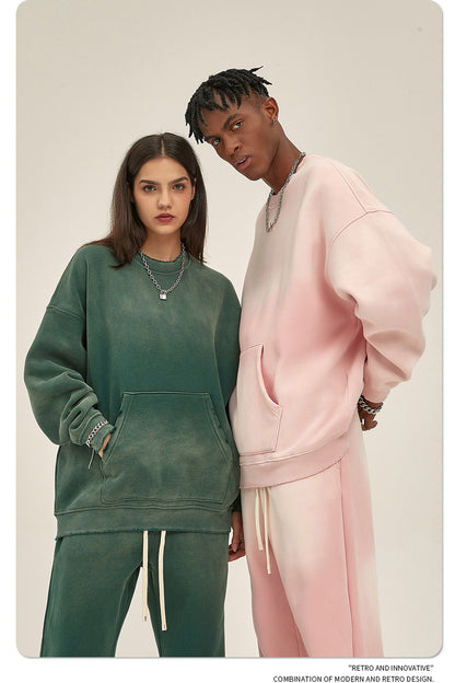 Fleece Lining Spray-dye Damage Oversize Sweatshirt WN9967