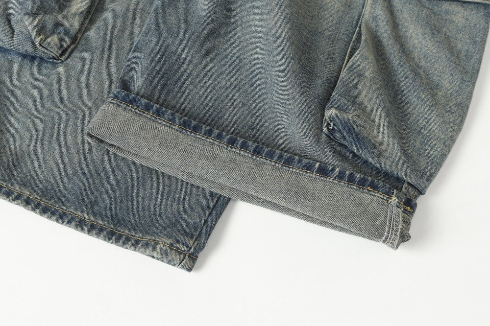 Cargo Pocket Wide Leg Denim Jeans WN27961