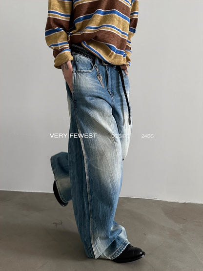 Washed Wide-Leg Straight Denim Jeans WN8910