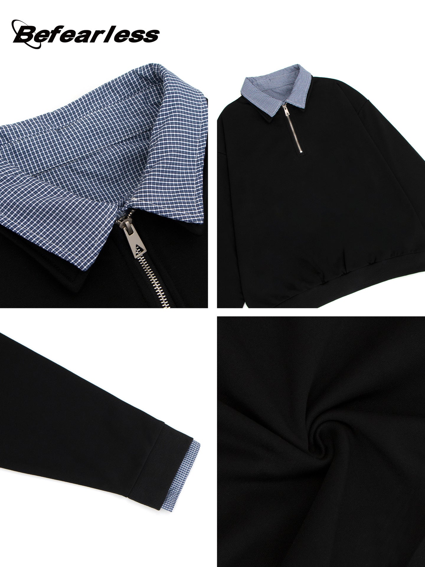 Heavyweight Fake Layered Half-Zip Polo Collar Sweatshirt WN26317