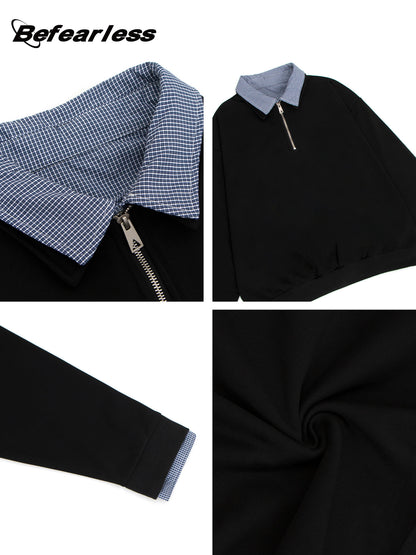 Heavyweight Fake Layered Half-Zip Polo Collar Sweatshirt WN26317