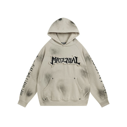 Heavyweight Washed Patch Embroidery Pullover Hoodie WN25660