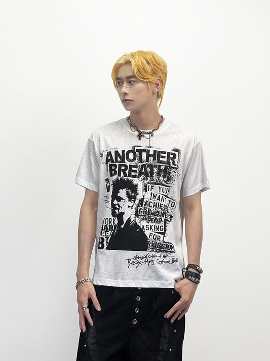 Rock Portrait Print Cotton Short Sleeve T-Shirt WN24238