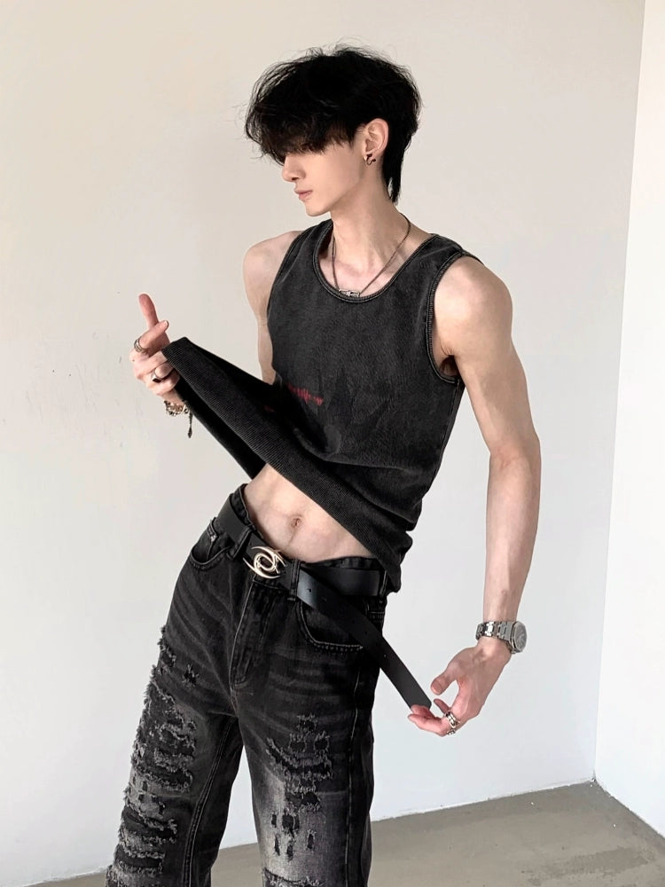 Washed Subculture Design Sleeveless T-Shirt WN20331