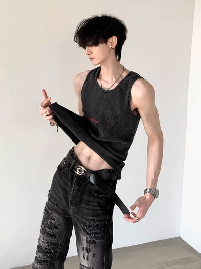 Washed Subculture Design Sleeveless T-Shirt WN20331