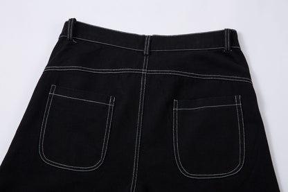 Embroidery Wide Leg Denim Jeans WN14131