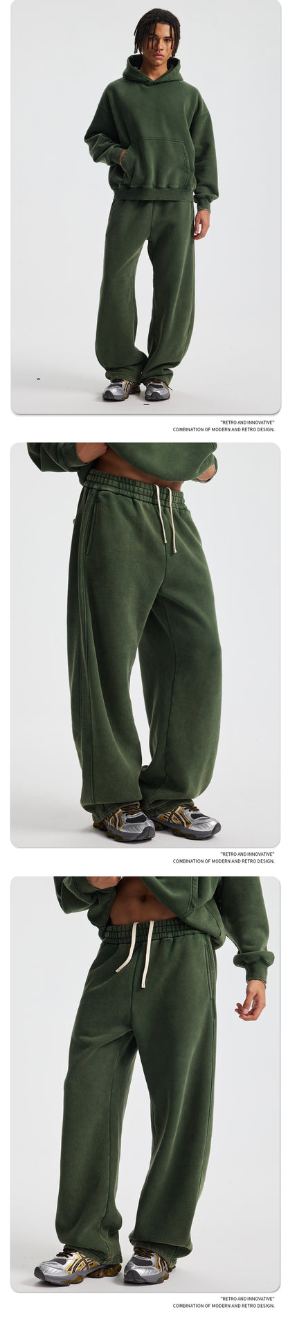 Fleece Lining Zip-Up Wax Dye Sweatpants WN23111-K