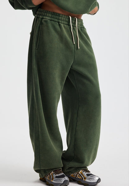 Fleece Lining Zip-Up Wax Dye Sweatpants WN23111-K