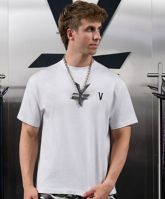 Applique Ink Print Short Sleeve T-Shirt WN20983