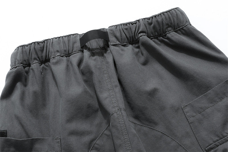 Washed Damage Zipper Cargo Half Pants WN26853