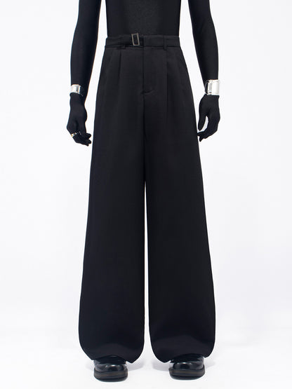 Metal Buckle Design Wide Leg Trousers WN23653