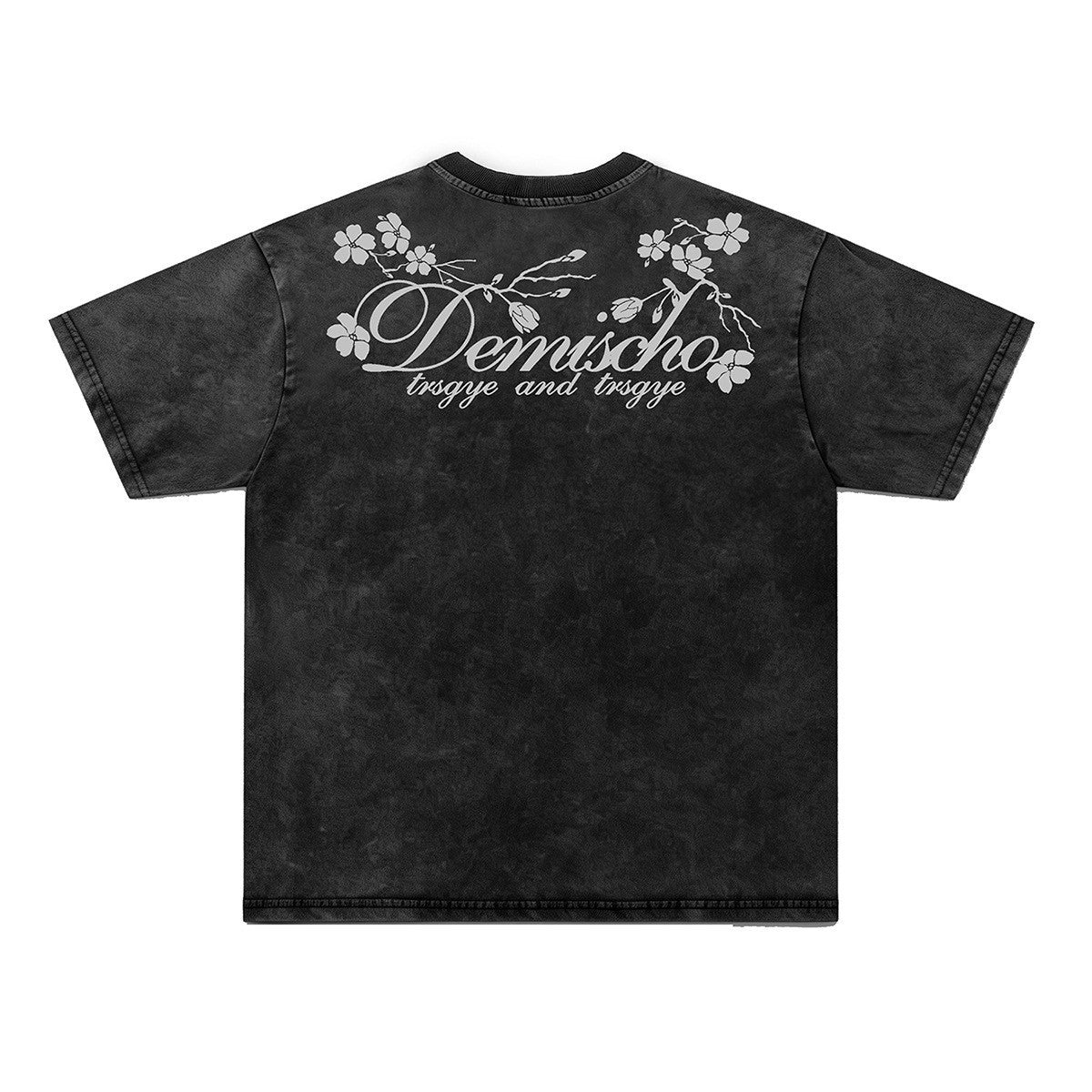 Washed Plum Blossom Print Oversize Short Sleeve T-Shirt WN26899