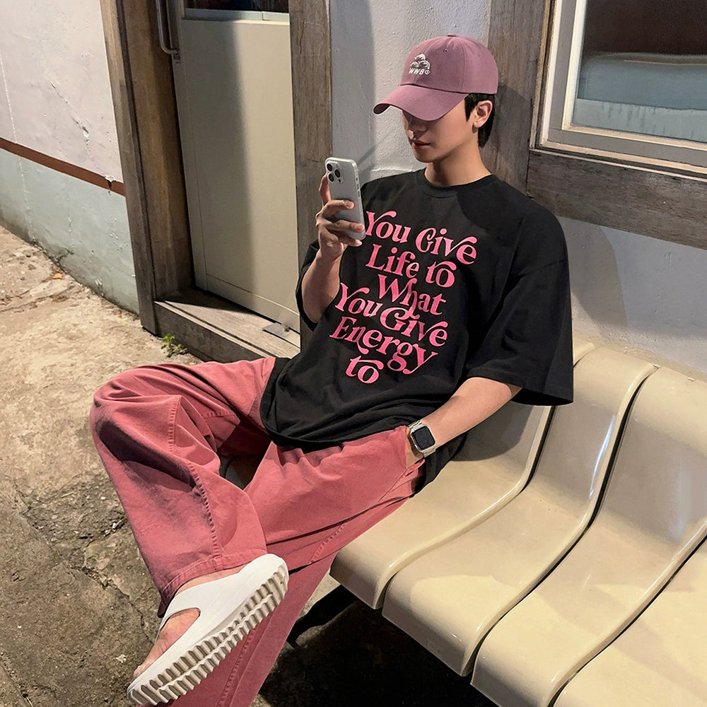 Letter Print Oversize Short Sleeve T-Shirt WN20256