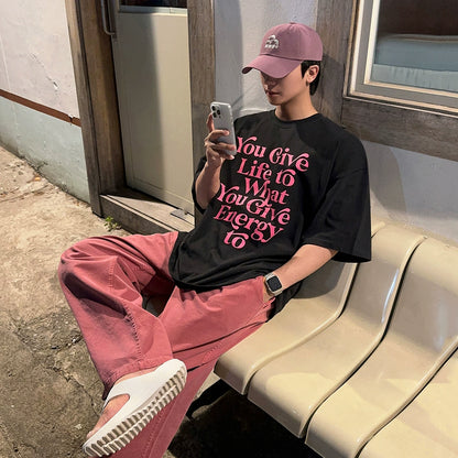 Letter Print Oversize Short Sleeve T-Shirt WN20256