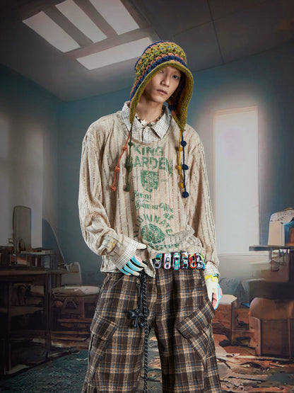 Fake Layered V-Neck Patchwork Long Sleeve T-Shirt WN21359