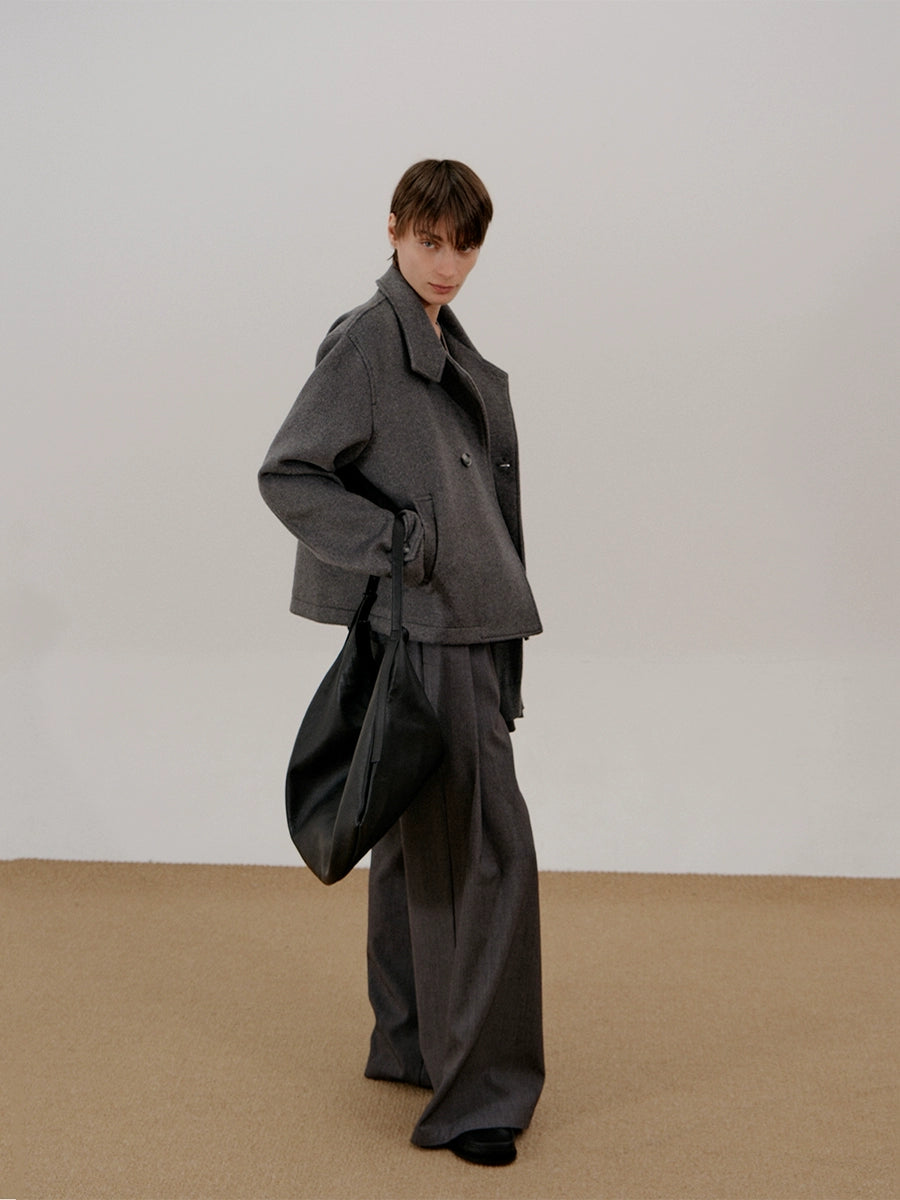 Standing Collar Wool Short Jacket WN21635