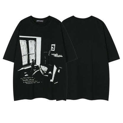 Graphic Print Oversize Short Sleeve T-Shirt WN16547