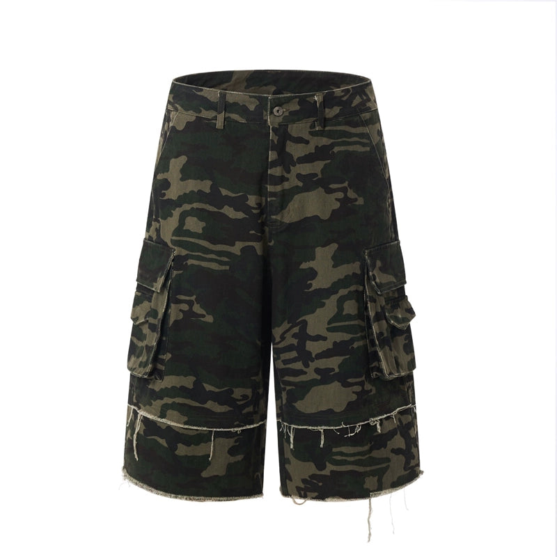 Camouflage Cargo Patchwork Half Pants WN18723